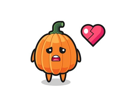 pumpkin cartoon illustration is broken heart