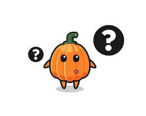 Cartoon Illustration of pumpkin with the question mark