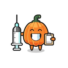 Mascot Illustration of pumpkin as a doctor