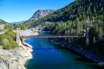 Fototapeta na wymiar Brilliant Suspension Bridge Castlegar British Columbia Canada