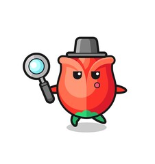 rose cartoon character searching with a magnifying glass