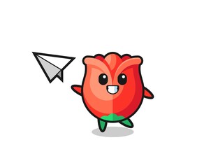 rose cartoon character throwing paper airplane