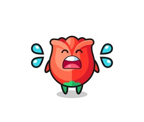 rose cartoon illustration with crying gesture