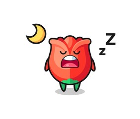 rose character illustration sleeping at night