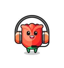Cartoon mascot of rose as a customer service
