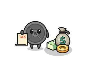 Character cartoon of barbell plate as a accountant
