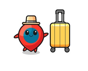 location symbol cartoon illustration with luggage on vacation