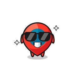 Cartoon mascot of location symbol with cool gesture