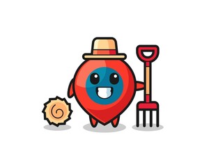 Naklejka premium Mascot character of location symbol as a farmer