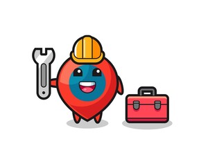 Mascot cartoon of location symbol as a mechanic