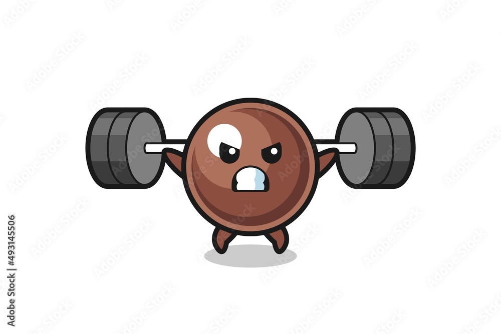 Wall mural tapioca pearl mascot cartoon with a barbell