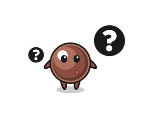 Cartoon Illustration of tapioca pearl with the question mark