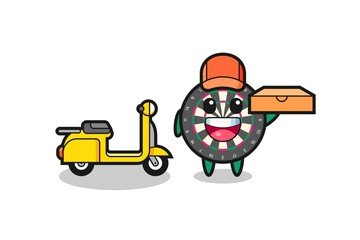 Character Illustration of dart board as a pizza deliveryman
