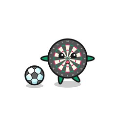 Illustration of dart board cartoon is playing soccer