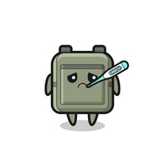 school bag mascot character with fever condition