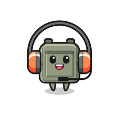Cartoon mascot of school bag as a customer service