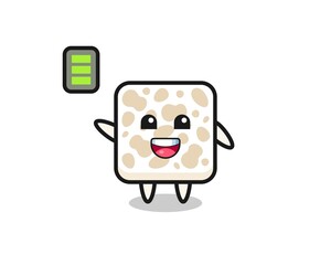 tempeh mascot character with energetic gesture