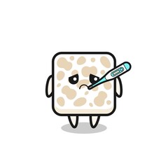 tempeh mascot character with fever condition