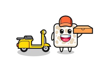 Character Illustration of tempeh as a pizza deliveryman