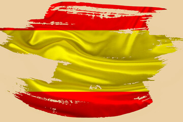 national flag of Spain, creative grunge brushstroke flag on isolated background, concept of...