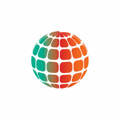 3D digital globe logo design. icon vector illustration. This logo is suitable for global company  world technologies and media and publicity agencies