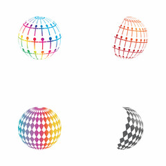 3D digital globe logo design. icon vector illustration. This logo is suitable for global company  world technologies and media and publicity agencies