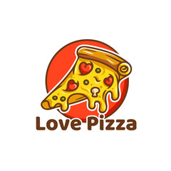 pizza with Heart Love pepperoni, doodle sketch hand drawn cartoon icon, vector illustration sticker Logo