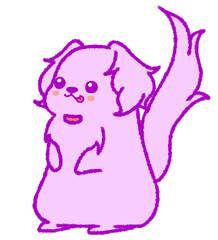 おすわりをして舌を出すダックスフンド（紫色）