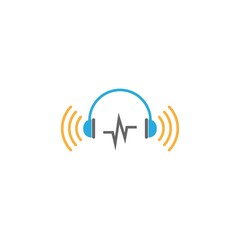 Headset icon logo design template vector