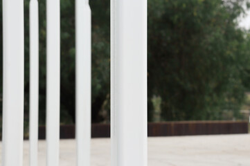 abstract background of white poles in park