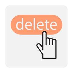 Delete finger button. Finger gesture. User interface. Vector illustration. stock image.