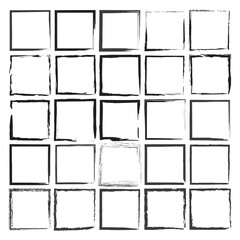black brush squares on white background. Watercolor brush texture. Hand drawn line. Vector illustration. stock image. 