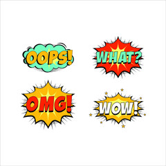 Set of cartoon comic speech bubble text doodle