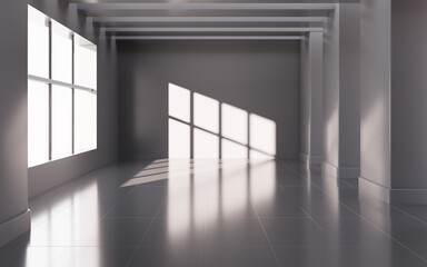 Gray empty room, 3d rendering.