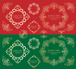 春の植物モチーフのフレームセット。ビンテージフラワー。装飾デザイン。流行りのあしらい