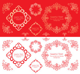 春の植物モチーフのフレームセット。ビンテージフラワー。装飾デザイン。流行りのあしらい