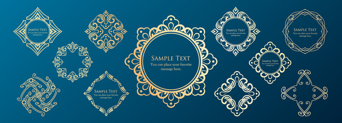 春の植物モチーフのフレームセット。ビンテージフラワー。装飾デザイン。流行りのあしらい