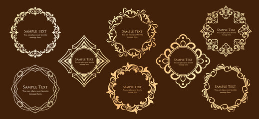 春の植物モチーフのフレームセット。ビンテージフラワー。装飾デザイン。流行りのあしらい