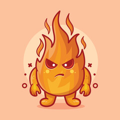 funny fire flame character mascot with angry gesture isolated cartoon in flat style design 