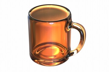 3D Render of tea cup of amber colored glass isolated on white