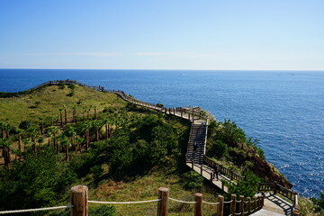 Fototapeta na wymiar fascinating seaside view with walkway
