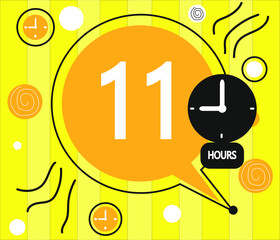 Fototapeta premium 11 hour clock icon. vector yellow weather symbol