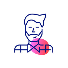 Professional young man in hipster style. Pixel perfect, editable stroke icon