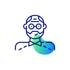 Middle-aged man wearing glasses. Pixel perfect, editable stroke icon