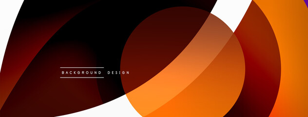 Obraz premium Abstract background with color geometric shapes. Beautiful minimal backdrop with round shapes circles and lines. Geometrical design. Vector illustration