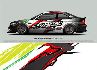 Race car wrap design vector for vehicle vinyl sticker and automotive decal livery
