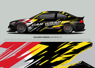 Race car wrap design vector for vehicle vinyl sticker and automotive decal livery
