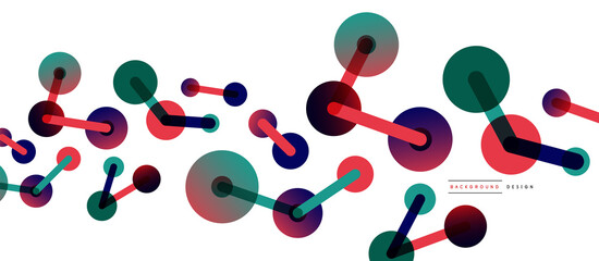 Line points connections geometric abstract background. Circles connected by lines. Trendy techno business template for wallpaper, banner, background or landing