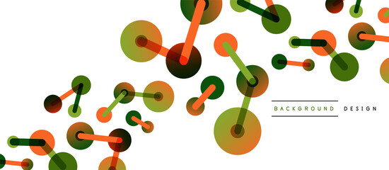 Abstract background. Round dots connected by lines. Trendy techno business template for wallpaper, banner, background or landing