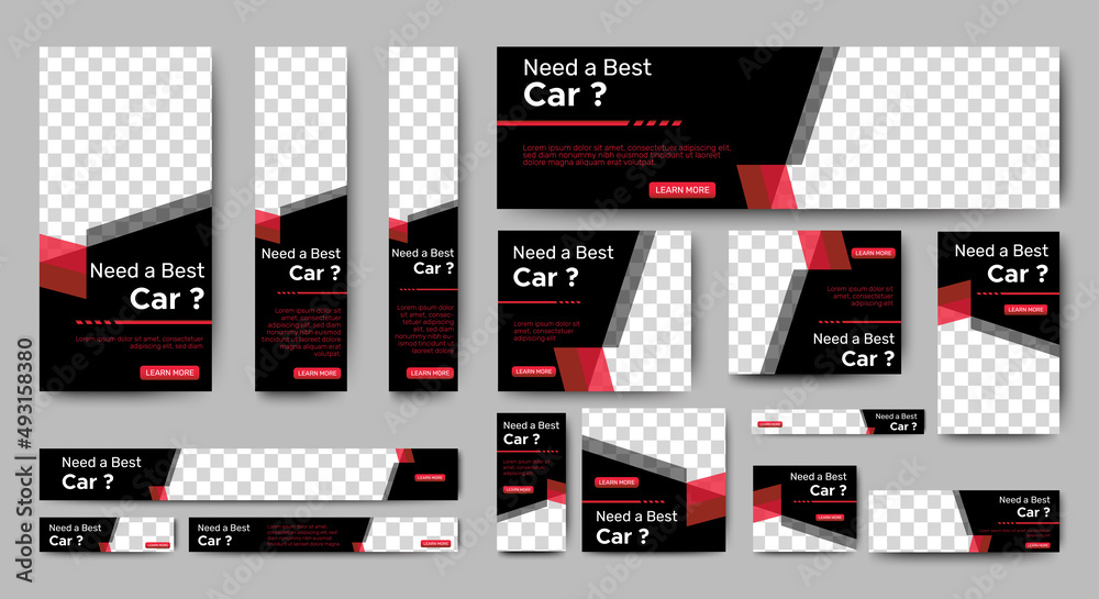 Canvas Prints car rental banners design web template set, horizontal header web banner. gradient black and red. co